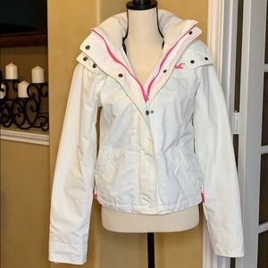 Hollister White Winter hooded Jacket